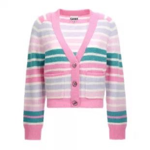 Soft Wool Cardigan Stripe Sweater 'Multicolor'