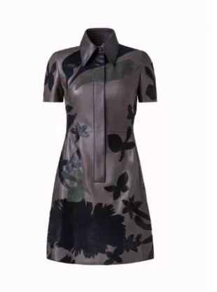 akris - Abraham Flower Patchwork Lambskin Leather Dress