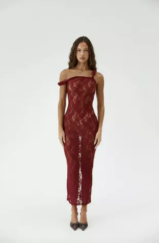 Johansen the Long Lace Poppy Dress in Cherry worn by Chiara Ferragni on her  Instagram Post on August 17, 2024 | Spotern