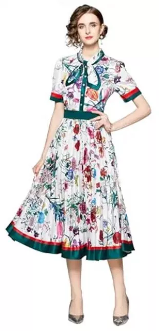 Cotton 3/4 Sleeve Floral Maxi Dresses For Women - UK
