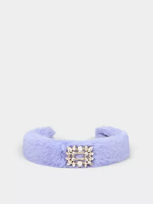 Broche Vivier Buckle Hair Band in Faux Fur