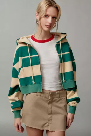 Leah Stripe Zip-Up Hoodie Sweatshirt