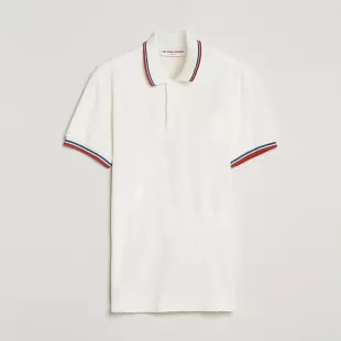 Jarrett Towelling Striped Tipping Polo White Sand
