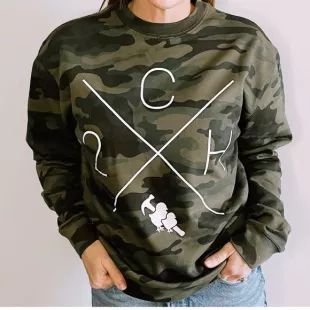 Two Chicks and a Hammer - Camo Crewneck Sweatshirt