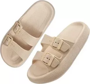 Cloud Sandals Beige MAN Men Thick Sole Double Band Eva Slippers