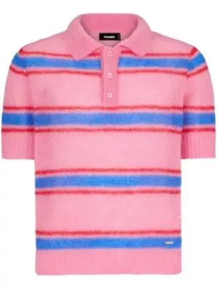 Striped Knitted Polo Shirt