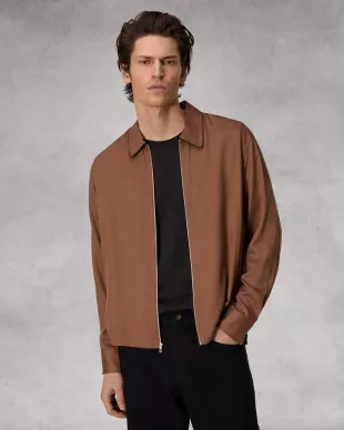 Blouson Viscose Zip Shirt in Clay