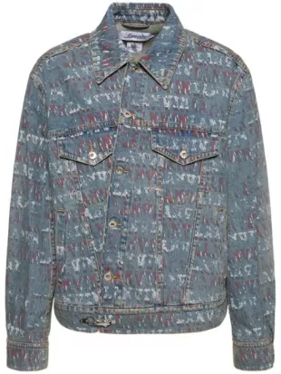 x Future Blue Denim Allover Logo Jacket