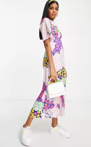 Influence Flutter Sleeve Midi Tea Dress