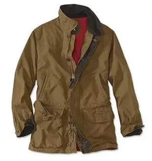Heritage Field Coat for Men - Classic Waxed Mens Field Jacket with Pockets, Zip Front, Button-Closed Storm Flap, Tobacco - Small