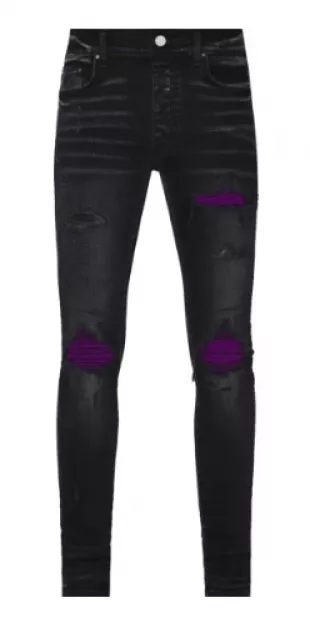Aged Black & Purple Suede MX1 Jeans