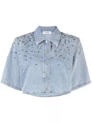 Sandro Crystal Embellished Denim Shirt 717508 1725015870