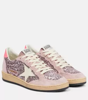 Ball Star glitter suede sneakers in multicoloured