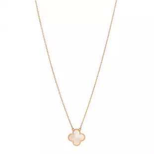 18K Yellow Gold Mother of Pearl Vintage Alhambra Pendant Necklace