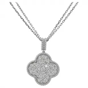 Magic Alhambra Diamond Long Pendant Necklace