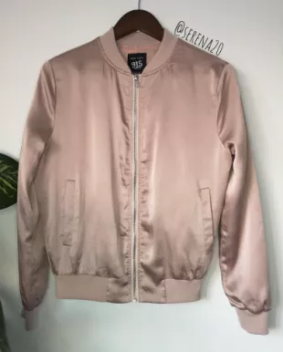 Pink Satin Bomber Jacket
