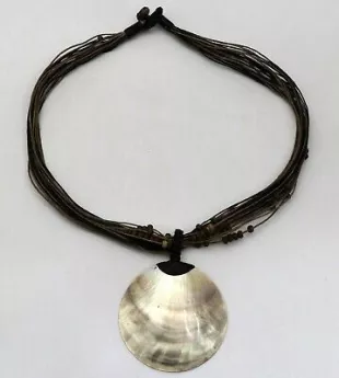 Unbranded - Dark Seashell Pendant Tribal Design Necklace with Black and ...