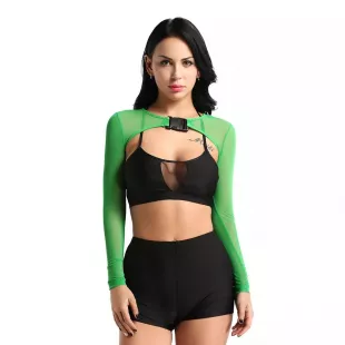 See Through Vest Tank Top Halter Buckle Bustier Mesh Crop Top