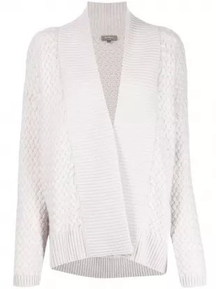 textured-knit open-front cardigan - women - Organic Cashmere - Grey