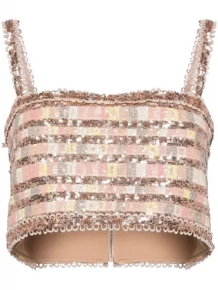 Sequin-Embellished Crop Top