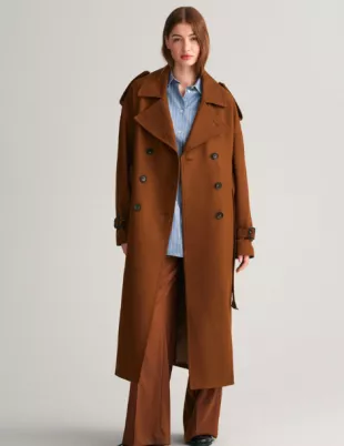 Wool Blend Trench Coat