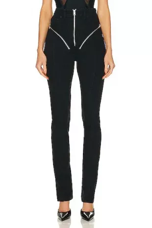 Zipper Spiral Jean in Black