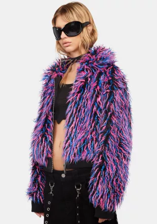 Neon faux fur jacket best sale