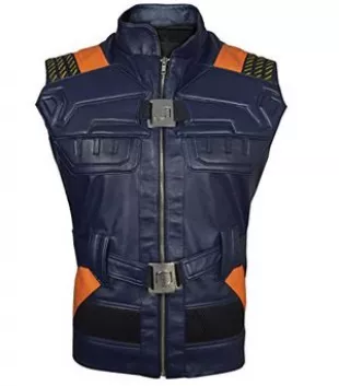 Superhero Costume -Blue Leather Vest,L