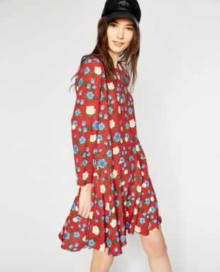 ROBE COURTE A MANCHE LONGUE IMPRIMEE