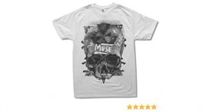 Adult Muse "Washed Out Skull" White Slim Fit T Shirt