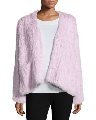 Bianca Long-Sleeve Fur Jacket, Lilac