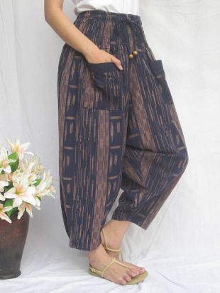 Sarouel bleu foncé printemps lâche grand large jambes pantalon japonais Style de Yoga