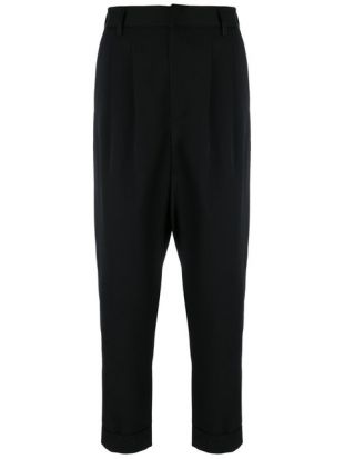 Pantalon Crop à Ourlet à Revers