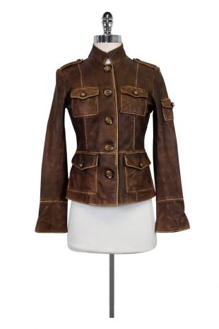Tory Burch  Brown Leather Jacket Sz 2