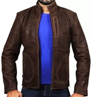 Mens Davis Rampage Dwayne Rock Distressed Leather Jacket