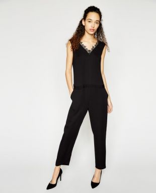 Combinaison crêpe noire dentelle