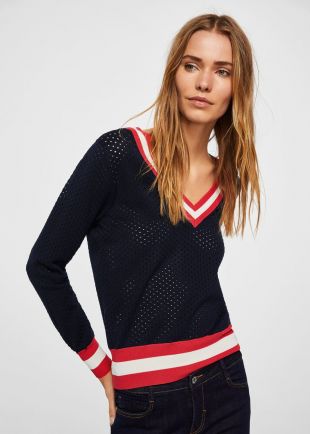 Pull over ajouré tricolore
