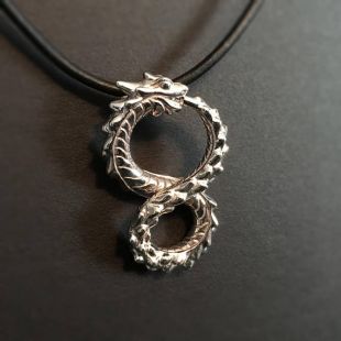 Collier de Ouroboros   modifié carbone   Sci Fi Dragon   Reptile   Infinity   Rebirth   argent   bijoux