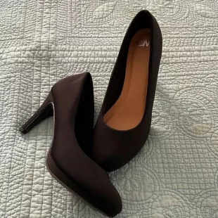 Black Fabric Heel Pumps