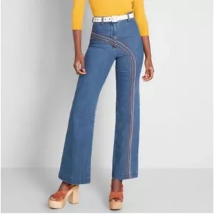 Rainbow With Me Embroidered Wide Leg Jeans