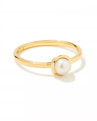 Davie Pearl 18k Gold Vermeil Band Ring in White Pearl