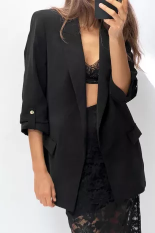Marjorie® | Gray structured dress with rolled up sleeves and buttoned drawstring