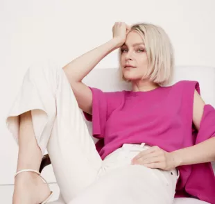 Franci Cashmere Padded-Shoulder Top