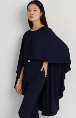 Belted Cape Georgette Jumpsuit