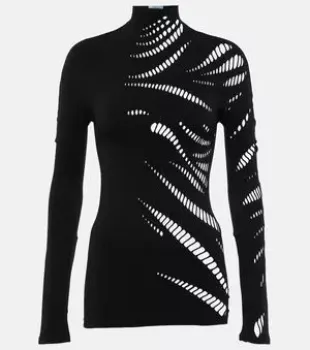 Cutout Turtleneck Jersey Top