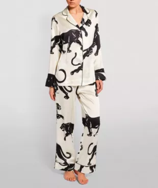 Silk Lilia Panther Print Pyjama Set