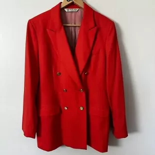 Vintage 80’s Double Breasted Wool Cashmere Jacket Blazer in red