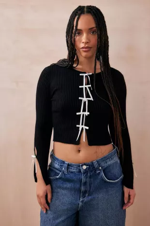 Emily In Paris S04 Thalia Besson Peyton Bow Cardigan