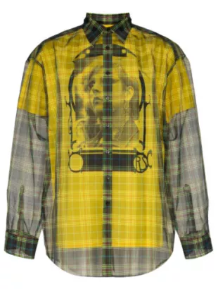 Black Sheer Plaid & Yellow Layered Shirt