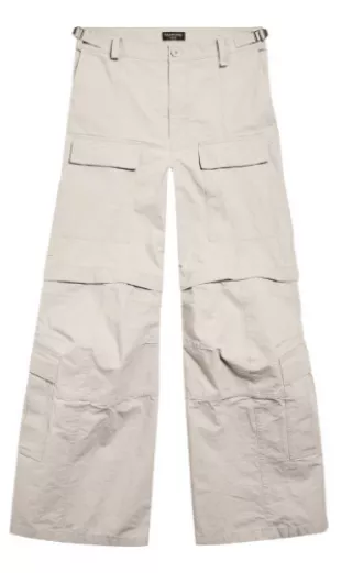 Beige Flared Zip Off Cargo Pants